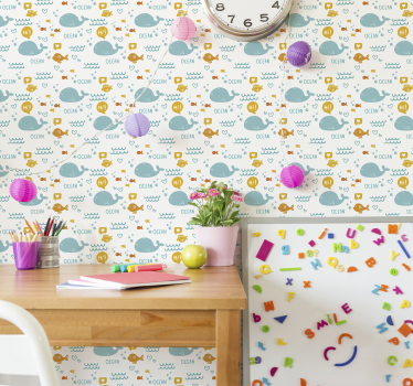 papel de parede de animais Oceano colorido e feliz - TenStickers