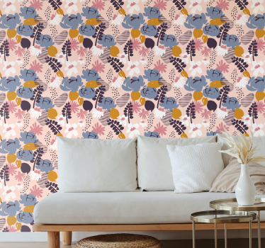 papel de parede de flores padrão botânico floral - TenStickers