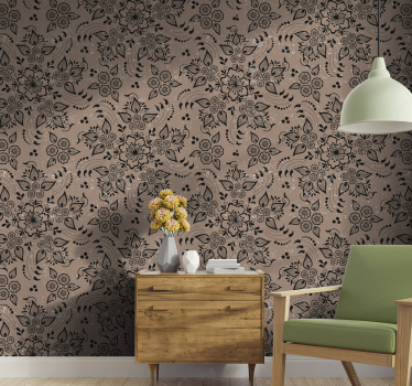 papel de parede de flores padrão floral estampado - TenStickers