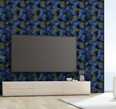 Papel de parede de natureza Folhas de bananeira azul escuro - TenStickers