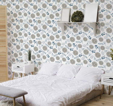 Papel de parede de natureza margaridas bege - TenStickers