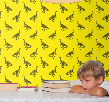 Papel de parede dinossauros aventura amarela - TenStickers