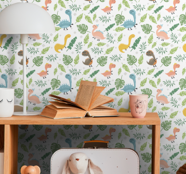 Papel de parede dinossauros cena de selva de bebê - TenStickers