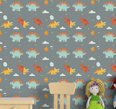 Papel de parede dinossauros cena divertida de dinossauro - TenStickers