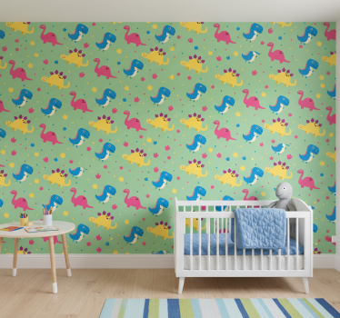 Papel de parede dinossauros estilo colorido - TenStickers