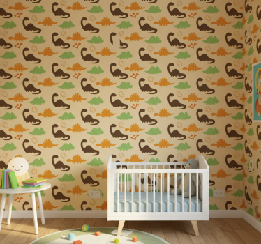 Papel de parede dinossauros fundo bege - TenStickers