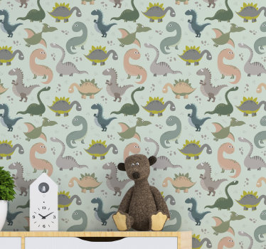 Papel de parede dinossauros ilustrações divertidas - TenStickers