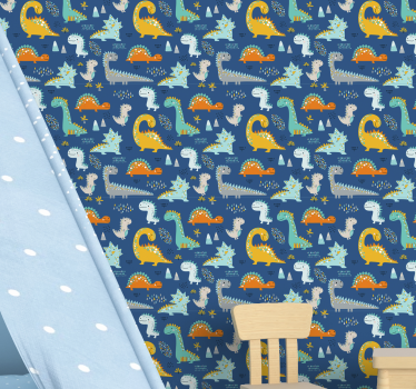 Papel de parede dinossauros padrão de dinossauros - TenStickers