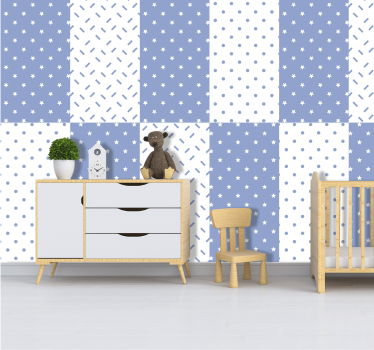 papel parede estrelas Azul e Branco - TenStickers