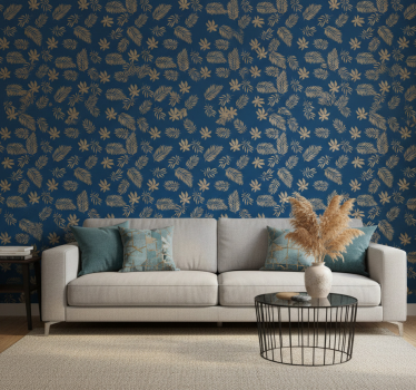 Papel de parede floral com design de flores azuis africanas - TenStickers