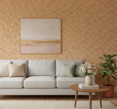 Papel de parede floral com padrão original em tons pêssego - TenStickers