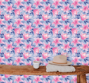 papel de parede floral elegante padrão de lírio - TenStickers