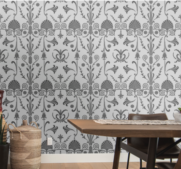 papel de parede floral elegantes detalhes cinza - TenStickers