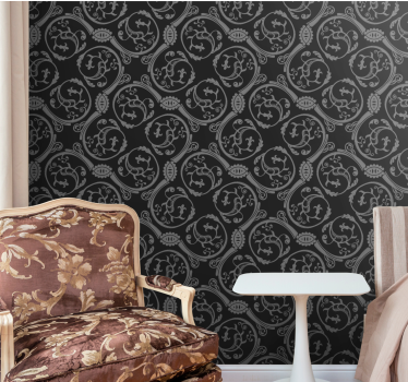 papel de parede floral elementos pretos elegantes - TenStickers