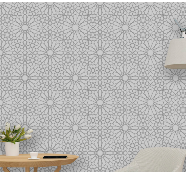 papel de parede floral estampa cinza chique - TenStickers