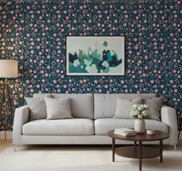 Papel de parede floral estampa 'floflo' azul - TenStickers