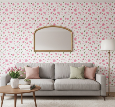 Papel de parede floral flores em aquarela rosa pastel - TenStickers