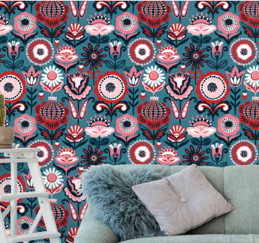 papel de parede floral flores ornamentais - TenStickers