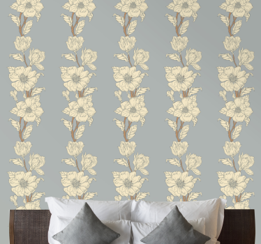 papel de parede floral listras florais elegantes - TenStickers