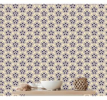 papel de parede floral motivos azuis redondos - TenStickers
