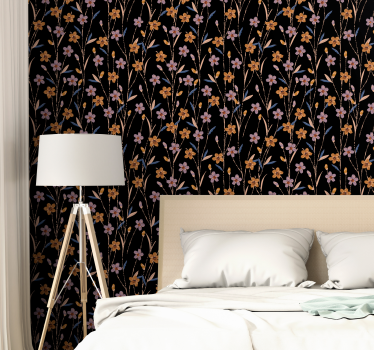 papel de parede floral padrão de haste de flor - TenStickers