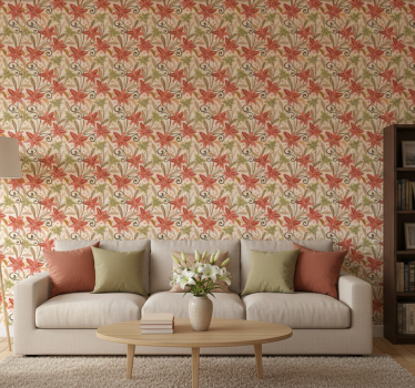 Papel de parede floral padrão de lírios vintage coloridos - TenStickers