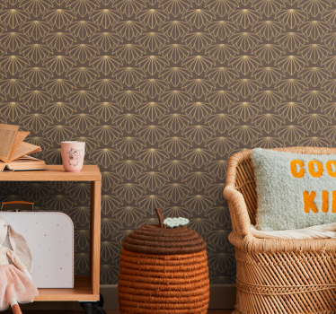 Papel de parede floral padrão marrom estilizado - TenStickers