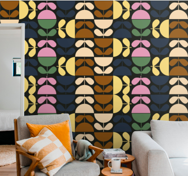 papel de parede floral padrões de folhas estilizadas - TenStickers