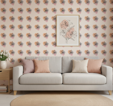 Papel de parede floral par de flores minimalista - TenStickers
