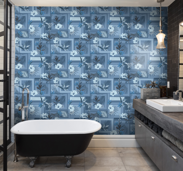 Papel de parede floral Jardim azul - TenStickers