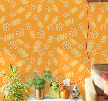 papel de parede floral raminhos amarelos vibrantes - TenStickers