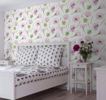 Papel de parede floral rosas  - TenStickers