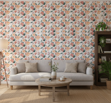 Papel de parede floral ziedi branco - TenStickers