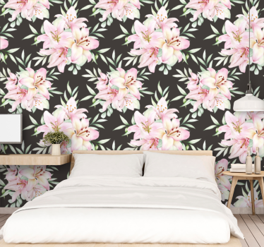 papel de parede quarto de casal arranjo floral exuberante - TenStickers