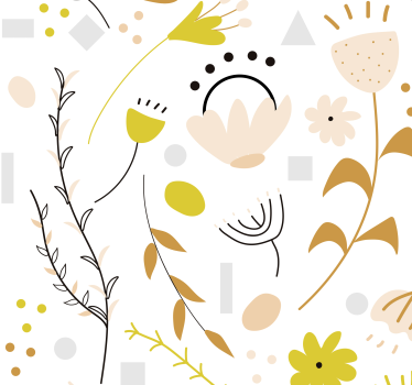 papel de parede flores Flores e pontos desenhados à mão - TenStickers