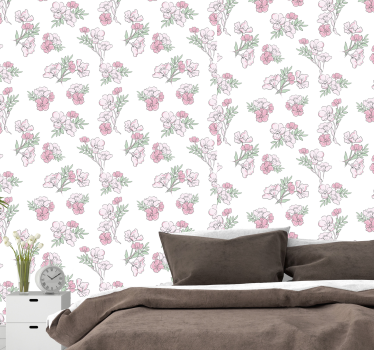 papel de parede flores Tons de flor rosa - TenStickers