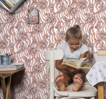 papel de parede florido Estampa de zebra e flores ornamentais em - TenStickers