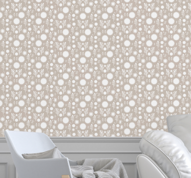 papel de parede florido Floral bege - TenStickers