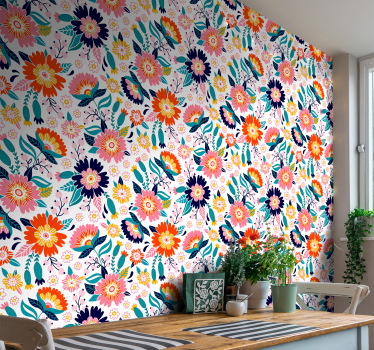 Papel de parede florido Flores românticas - TenStickers