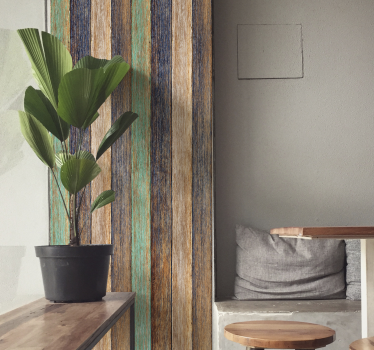 papel de parede imitando madeira Laminado azul e marrom - TenStickers