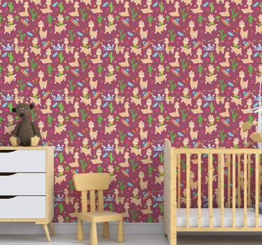 Papel de parede infantil doce lama - TenStickers