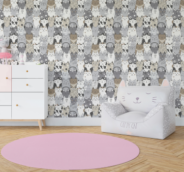 Papel de parede infantil gatos de desenho animado - TenStickers