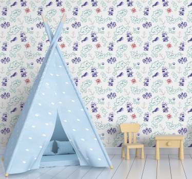 papel de parede infantil Mapa do tesouro crianças - TenStickers