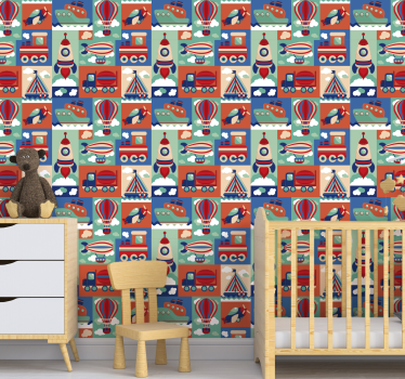 Papel de parede para quarto infantil Modelos de veículos - TenStickers