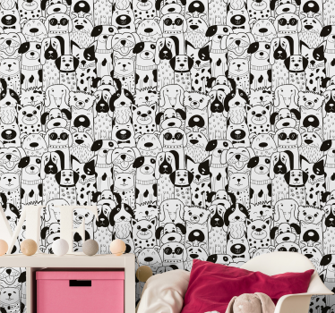 Papel de parede infantil padrão de cães - TenStickers