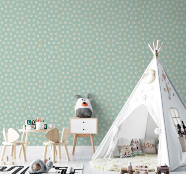 Papel de parede infantil padrão de margaridas - TenStickers