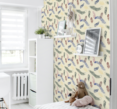 Papel de parede infantil penas coloridas - TenStickers