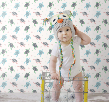 Papel de parede infantil Tartarugas de cores suaves - TenStickers