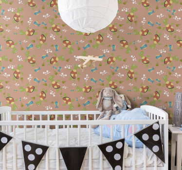 Papel de parede infantil Tartarugas felizes nadando - TenStickers
