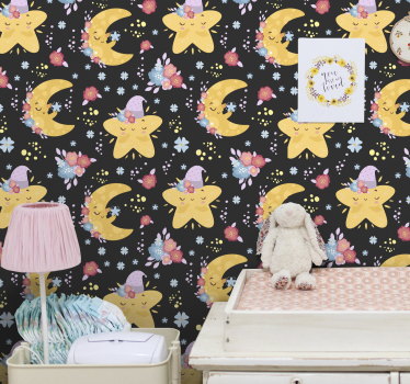 Papel de parede infantil lua e estrelas - TenStickers